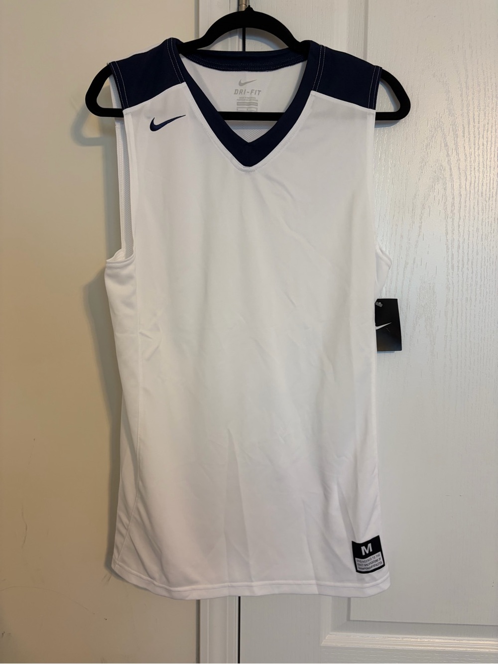 Nike Men’s White Basketball Jersey with Navy Accents